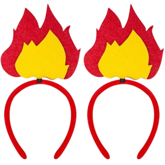 Hfppkn Funny Flame Headband Set, 2Pcs Soft Felt Fire Headwear for Themed Festive Events, Style 4 30x15cm