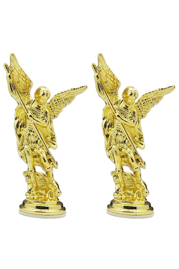 Golden Saint Michael Figurine Archangel Defeating Satan Guardian Statue Zinc Alloy Home Tabletop Decor