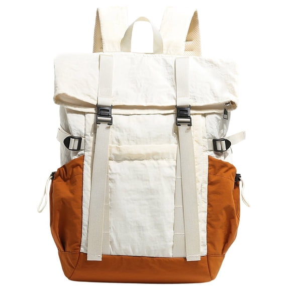 Hfppkn Lightweight Waterproof Hiking Backpack Khaki 45cm Nylon Large Capacity Rucksack for Travel Outdoor