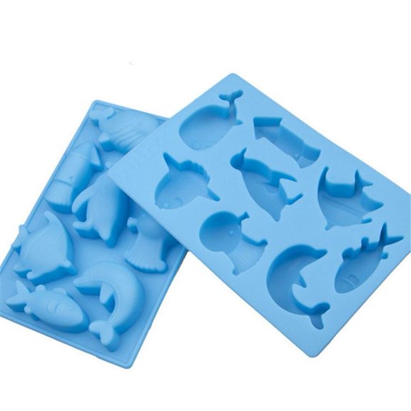 Hfppkn Ocean Fish Shape Silicone Cake Mold, Soap Biscuit Fondant Baking Tool, Blue