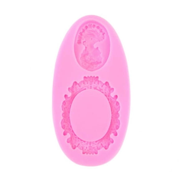 Hfppkn Oval Cameo Frame Silicone Fondant Mold, Mirror Sugar Cake Decorating Tool, As Shown