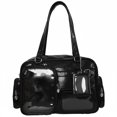 thumbnail image 1 of Hfppkn PU Leather Pin Display Ita Tote Bag Transparent Window Shoulder Handbag for Daily Use 35x11x25cm Black, 1 of 7