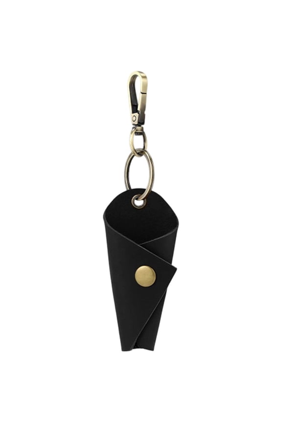PU Leather Wrap Key Organizer Keychain, Snap Closure Key Holder Sleeve for Daily Use 9.40x5.08cm Black