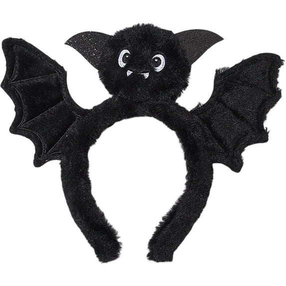 Hfppkn Plush Bat Wings Headband Black 24x28cm Festive Party Hair Hoop Accent