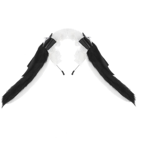 Hfppkn Plush Bunny Ears Headband Bowknot Rabbit Hair Hoop Black 15cm