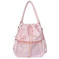 thumbnail image 1 of Hfppkn Polka Dot Drawstring Ita Handbag Clear Display Shoulder Bag for Daily Commute 35x14x36cm Pink, 1 of 7