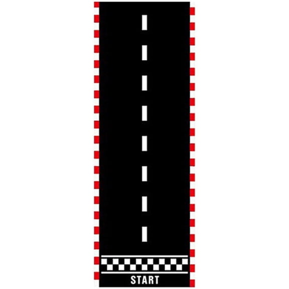 Hfppkn Racetrack Pattern Floor Runner Rug Polyester Racing Road Mat for Themed Parties 60x200cm Red Trim