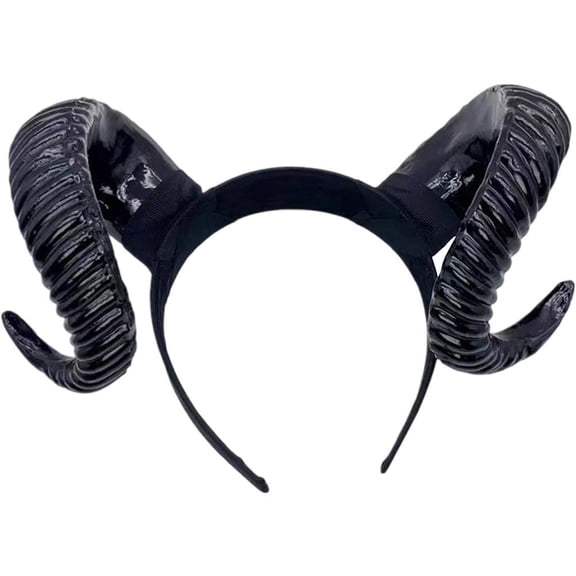 Hfppkn Ram Horns Headband Gothic Devil Horns Carnival Party Hoop Black