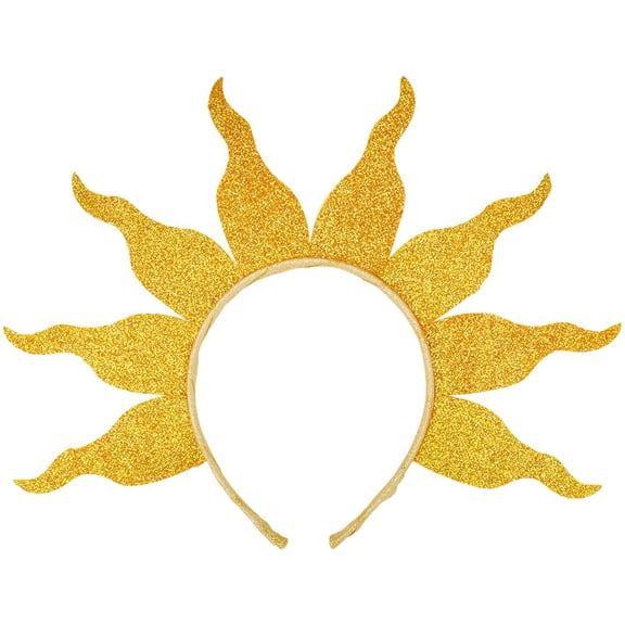 Hfppkn Shimmering Flashing Sun Flame Headband, Holiday Party Hair Accessory for Festive Events, Style 2 29x22cm