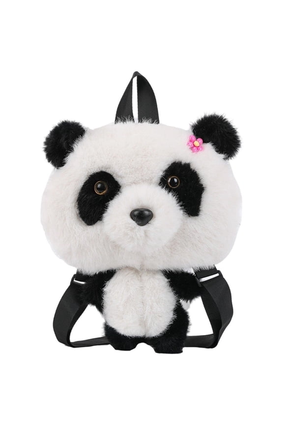 Soft Plush Panda Face Backpack, Adjustable Strap Kawaii Daypack, 30cm