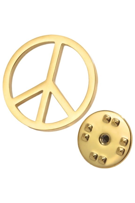 Stainless Steel Peace Symbol Brooch Pin Classic Round Lapel Pin for Daily Wear 2cm Gold
