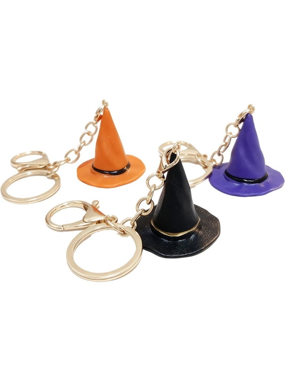 Witch Hat Resin Keychain Set 3 Pcs Multicolor 3.6cm Halloween Bag Charm Pendant