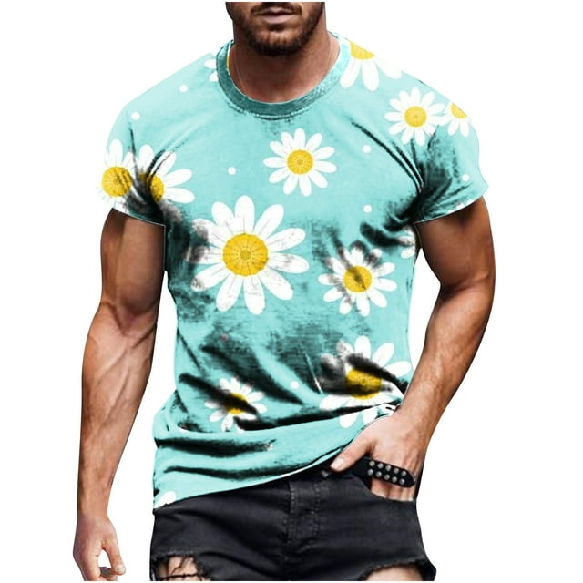 Hfyihgf 3D Print T-Shirts for Men Fashion Sunflower Graphic Tees Trendy ...