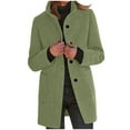 thumbnail image 1 of Hfyihgf Autumn Trench Coat for Women Elegant Slim Peacoat Turndown Collar Long Sleeve Button-Down Solid Outerwear, 1 of 6