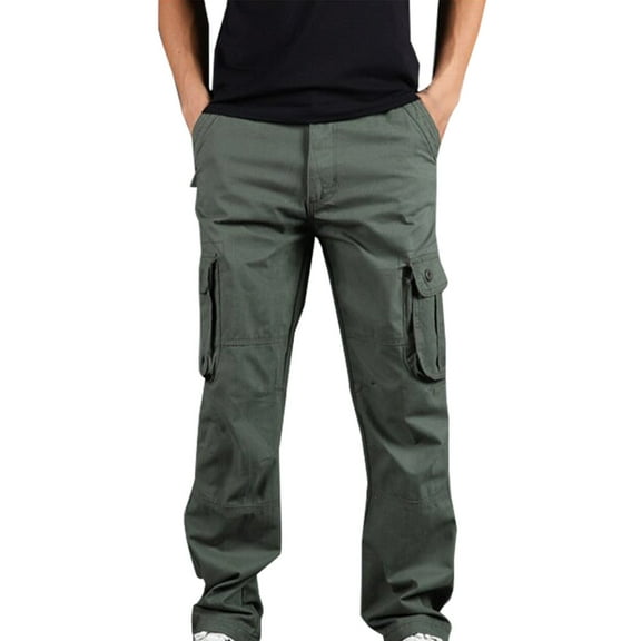 Hfyihgf Cargo Pants for Men with Multi-Pocket Casual Outdoor Trousers Wild Men's Work Pants Relaxed Fit Stretch(Green,5XL)
