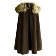 thumbnail image 1 of Hfyihgf Cloak Coat for Men Winter Warm Gothic Wool Faux Fur Collar Long Cape Cloak Coats Vintage Fleece Cardigan Jacket Outwear(Brown,L), 1 of 2