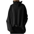 thumbnail image 1 of Hfyihgf Cowl Neck Sweatshirts for Women Plus Size Tops Long Sleeve Tunic Blouse Casual Oversized Solid Color Pullover Hoodies(Black,3XL), 1 of 5
