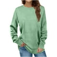 thumbnail image 1 of Hfyihgf Fall Clothes for Women 2022 Fashion Casual Long Sleeve Crewneck Sweatshirts Soft Solid Color Pullover Tunic Tops(Mint Green,S), 1 of 7