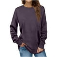 thumbnail image 1 of Hfyihgf Fall Clothes for Women 2022 Fashion Casual Long Sleeve Crewneck Sweatshirts Soft Solid Color Pullover Tunic Tops(Purple,S), 1 of 6