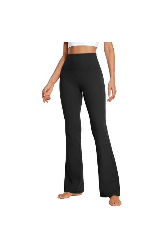 Flare Yoga Pants for Women Soft High Waisted Butt Lifting Bootcut Pants Seamless Bootleg Stretch Athletic Workout Leggings(Black,L)