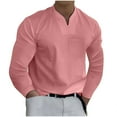 thumbnail image 1 of Hfyihgf Long Sleeve V Neck T Shirt Mens Fashion Casual Solid Color Gentleman's Business Work Shirts Long Sleeve Fitness Tees Tops(Pink,4XL), 1 of 8