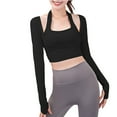 thumbnail image 1 of Hfyihgf Long Sleeve Workout Shirts for Women Gym Running Seamless Cutout Yoga Tops Thumb Hole Long Sleeve Crop Tops for Women(Black,XL), 1 of 5