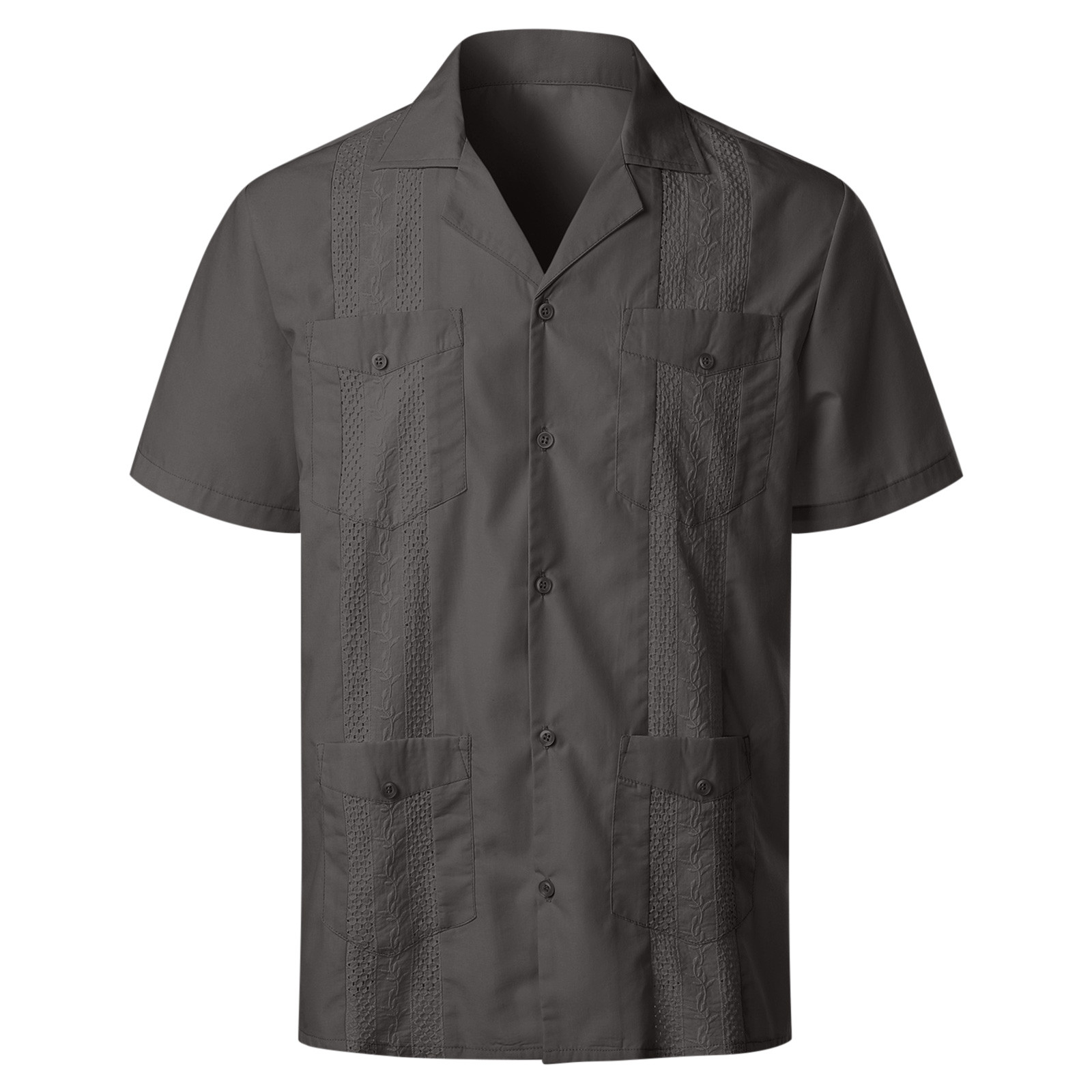 Hfyihgf Men Fallow Fashion Solid Color Cargo Shirts with Pockets Short