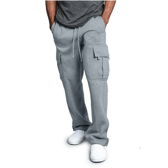 Hfyihgf Men's Cargo Pants Relaxed Fit Sport Pants Jogger Sweatpants Drawstring Outdoor Trousers Classic Fit Multi-Pockets(Gray,4XL)