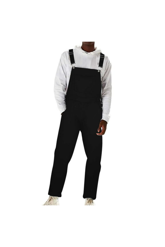 Men's Denim Bib Overalls Classic Fashion Workwear Jeans Pants with Adjustable Straps and Convenient Tool Pockets(Black,XXL)
