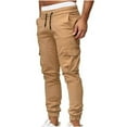 thumbnail image 1 of Hfyihgf Men's Fashion Casual Jogger Trousers Sweatpants Cotton Button Drawstring Workout Running Cargo Athletic Long Pants Khaki S, 1 of 6
