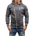 thumbnail image 1 of Hfyihgf Men's Fashion Cool Hoodies Jacket Slim Fit Unique Design Zipper Casual Hooded Sweatshirt Comfy Coats with Multi-Pocket(01#Dark Gray,3XL), 1 of 7