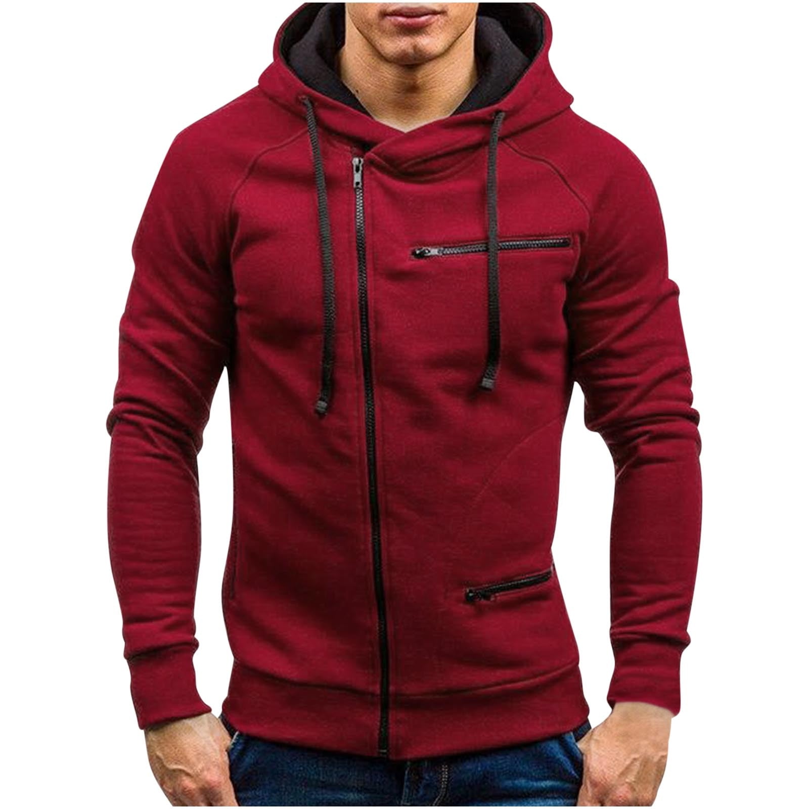 Hfyihgf Men s Fashion Cool Hoodies Jacket Slim Fit Unique Design Zipper Casual Hooded Sweatshirt Comfy Coats with Multi Pocket Dark Gray L
