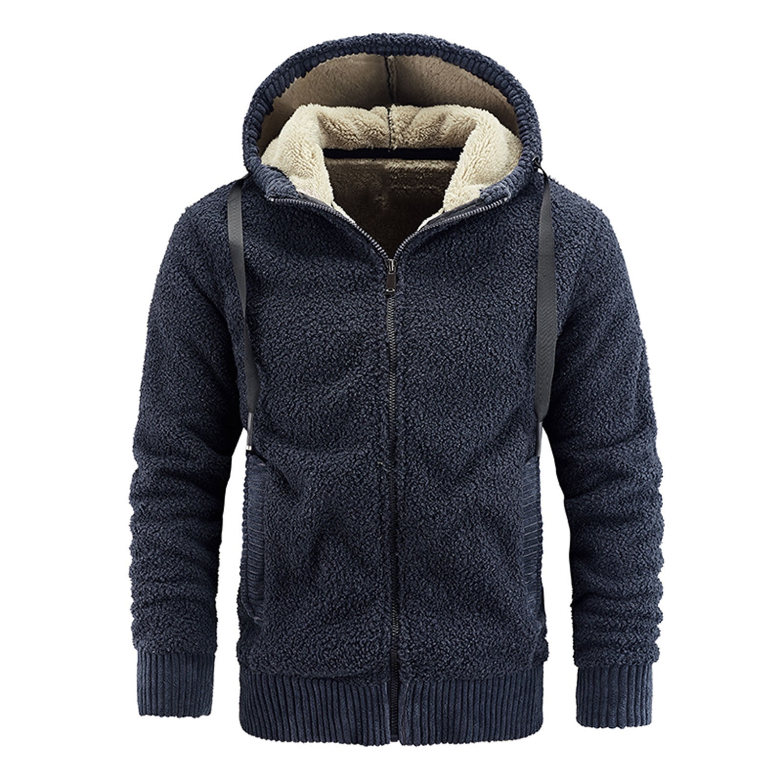 Hfyihgf Men's Fleece Hoodie Sherpa Jackets Full Zip Warm Fuzzy
