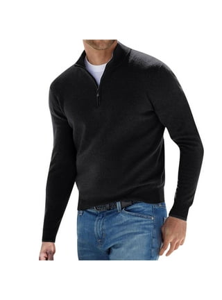 Hfyihgf Men's Quarter Zip Up Long Sleeve Sweaters Slim Fit