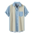 thumbnail image 1 of Hfyihgf Men's Short Sleeve Button Down Vintage Bowling Shirts Hawaiian Casual Stripe Printed Beach Shirt Summer Regular Fit Tops(Sky Blue,4XL), 1 of 4