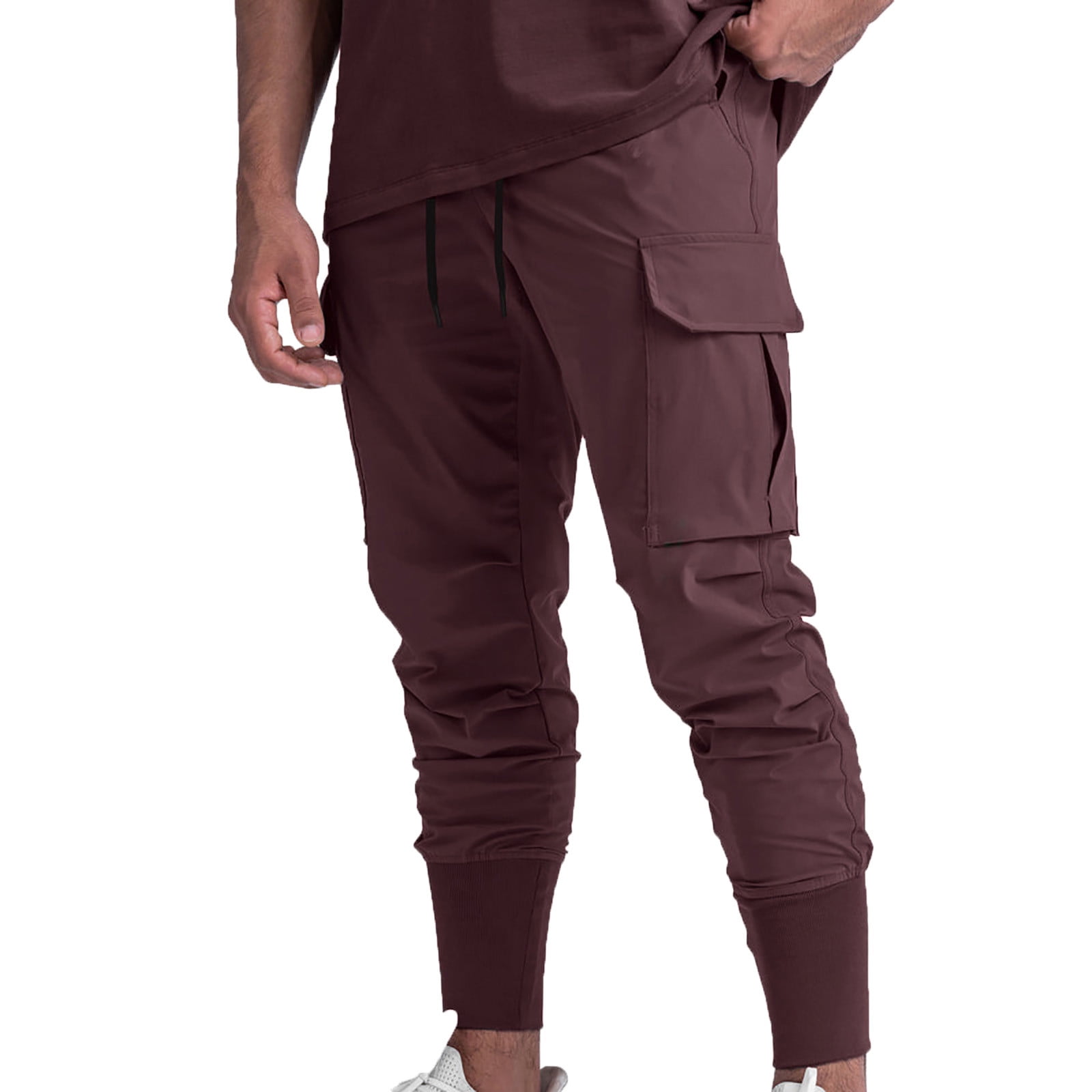 Hfyihgf Men's Sweatpant Camouflage Tactical Pants Waterproof Lightweight  Ripstop Outdoor Hiking Tapered Cargo Pants(Wine,L)