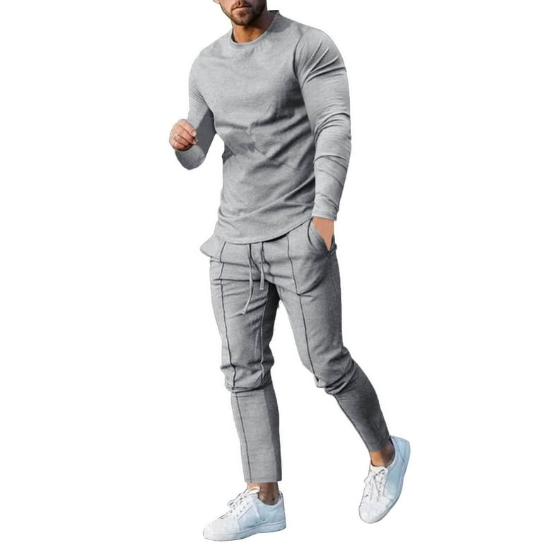 Hfyihgf Men's Tracksuit 2 Piece Long Sleeve Pullover Jogging Track Suit  Athletic Casual Slim Fit Sweatsuit(Gray,3XL) 