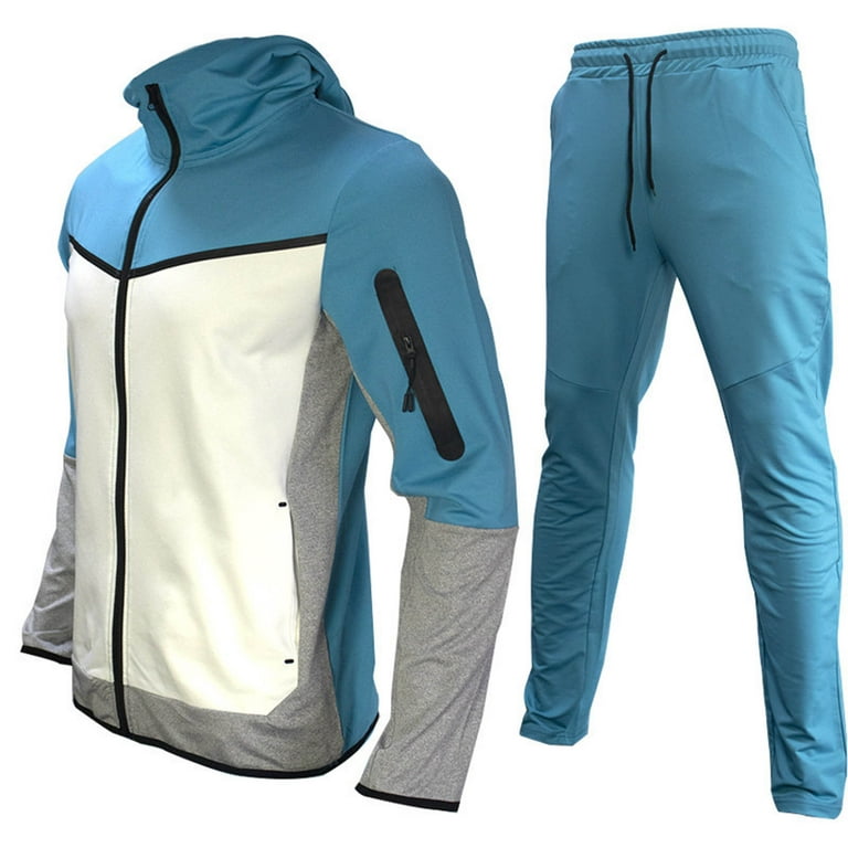 Men Summer Outfit Sweat Suit 2-Piece Set Long Sleeve Tracksuit Jogger Pants  2023