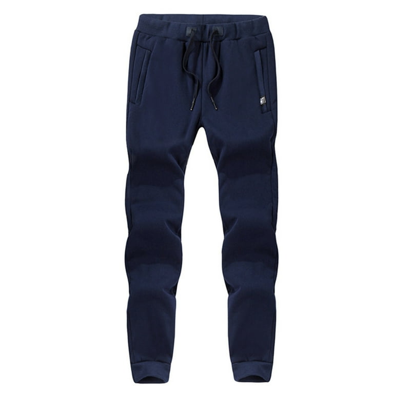 Hfyihgf Men s Winter Thermal Fleece Pants Solid Color Sherpa Lined
