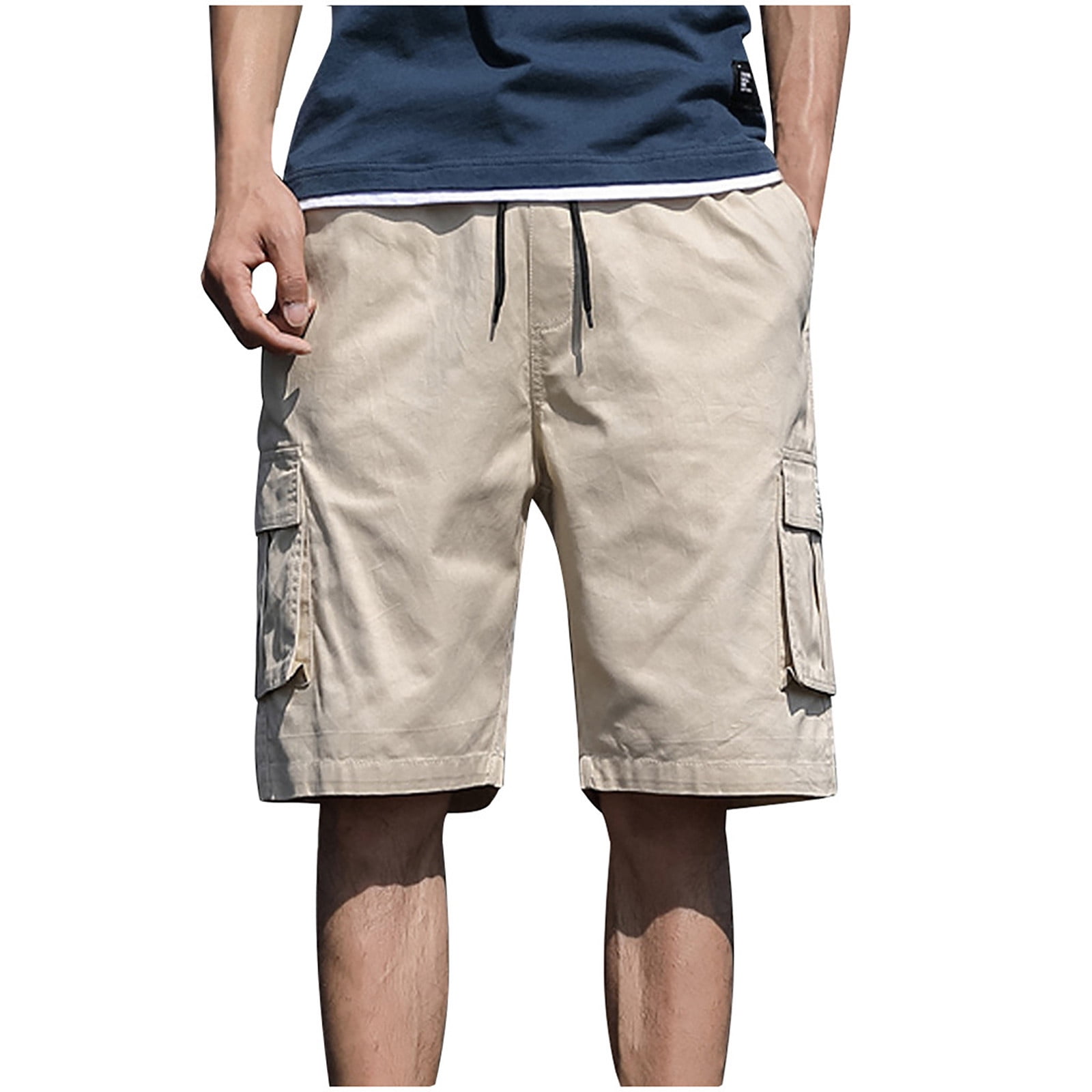 Hfyihgf Mens Casual Twill Cargo Shorts Cotton Drawstring Relaxed
