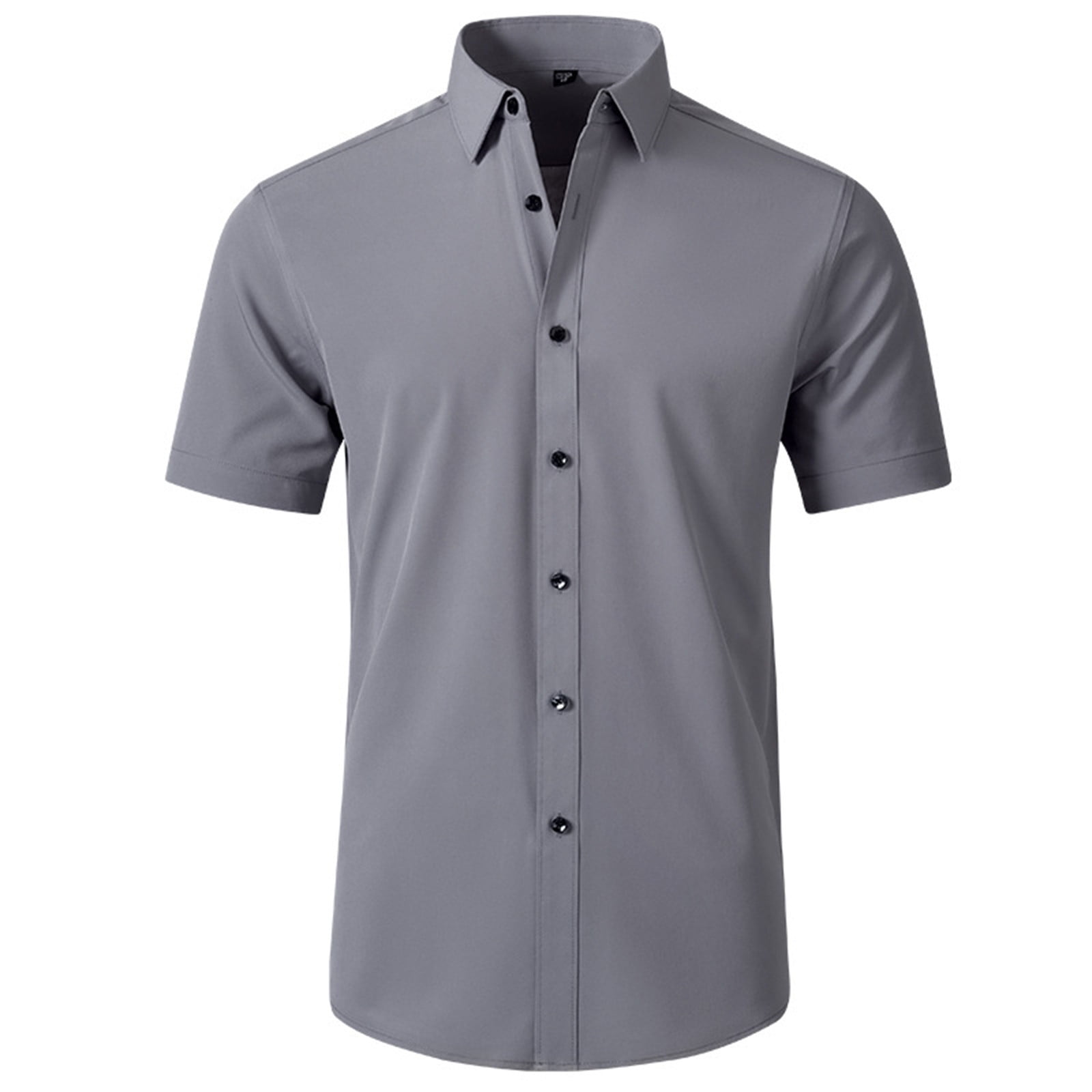 Shirt & Pleated Pants Solid Grey Short Sleeve Casual Sets Walking Leisure Suit main image 0