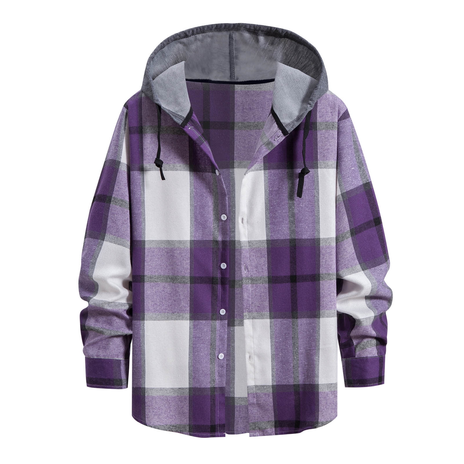 yardsong Deals of The Day Lightning Deals Today Prime Outdoor Mens  Lightweight Plaid Jackets Button Down Long Sleeve Hoodies Stylish Casual  Drawstring