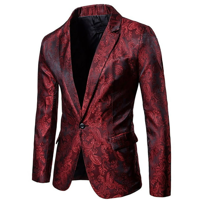 Hfyihgf Men's Floral Tuxedo Jacket, Paisley Lapel, Suit