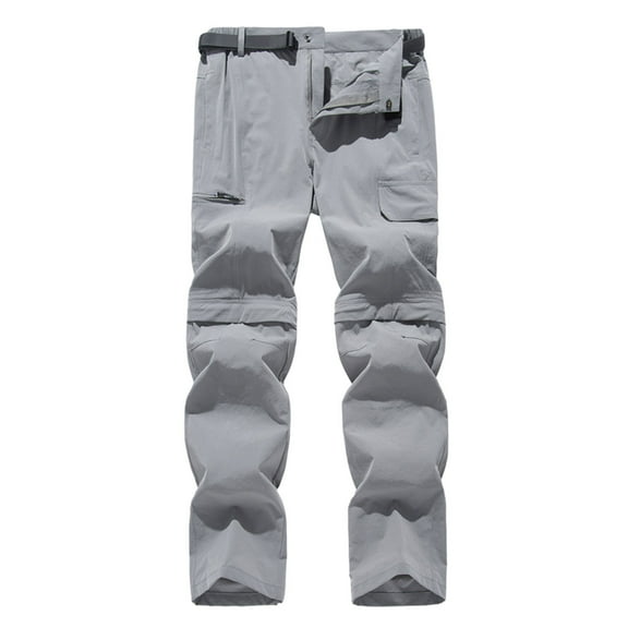 Hfyihgf Mens Hiking Pants Quick Dry Lightweight Outdoor Pants Convertible Zip Off Cargo Work Pants Travel Trousers(Gray,XL)