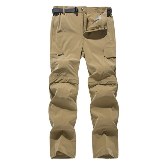 Hfyihgf Mens Hiking Pants Quick Dry Lightweight Outdoor Pants Convertible Zip Off Cargo Work Pants Travel Trousers(Khaki,M)
