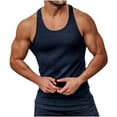 thumbnail image 1 of Hfyihgf Mens Ribbed Tank Tops Stretch Muscle Abdomen Sleeveless Undershirt for Gym Fitness Waist Trainer Soft Vest T-Shirts(Navy,L), 1 of 8