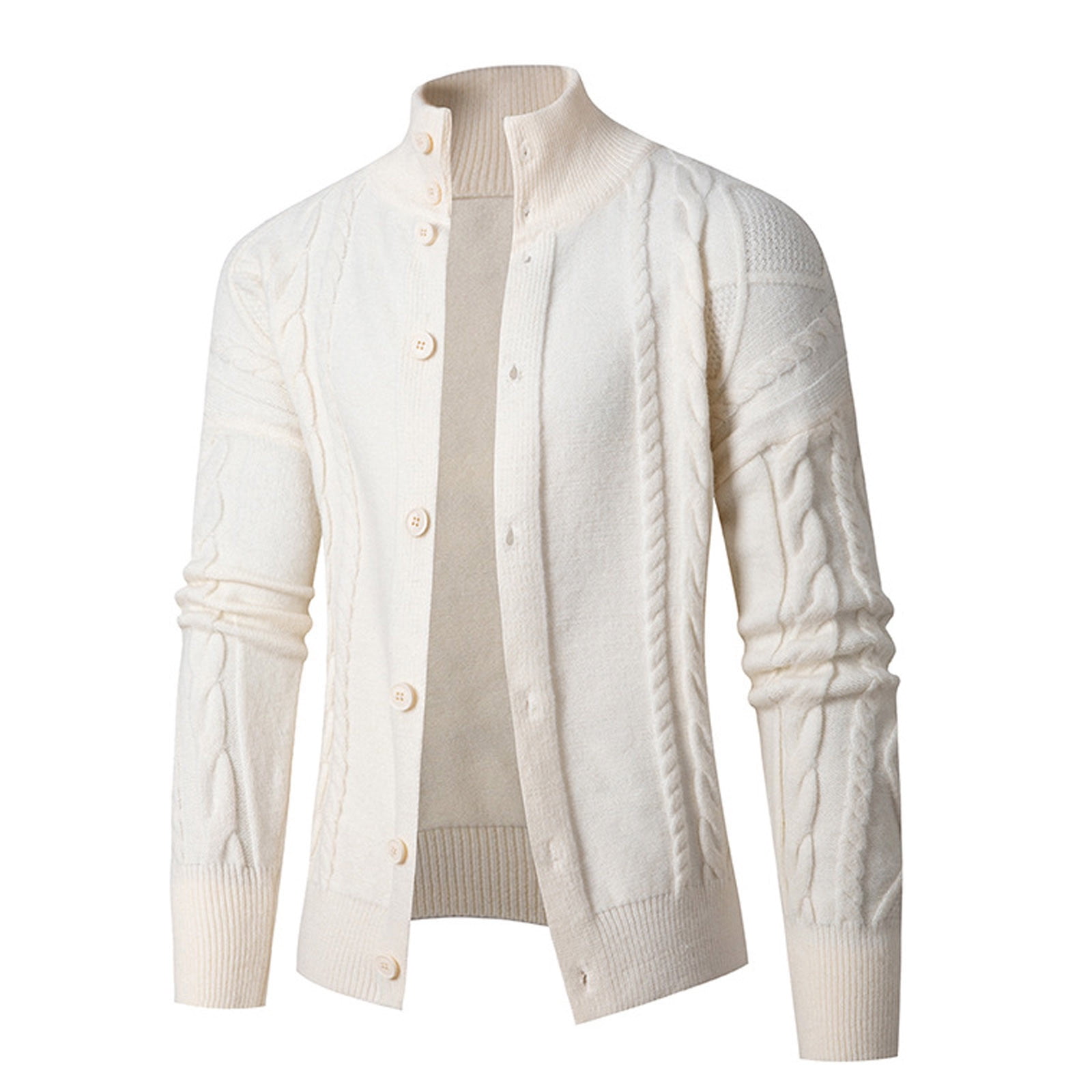 Hfyihgf Mens Slim Fit Cardigan Casual Button Down Long Sleeve Stand