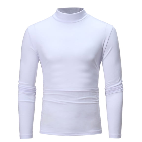 Hfyihgf Mens Slim Fit Mock Turtleneck Sweater Long Sleeve Thermal Shirt Top Autumn Winter Knitwear Pullover(White,XXL)