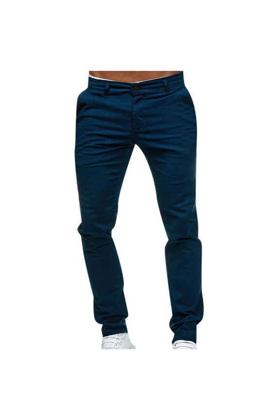 Mens Slim Fit Wrinkle Resistant Chino Pant Comfort Stretch Straight-Legs Pants Cotton Slacks Big & Tall Tapered Lightweight Trousers(Navy,XL)
