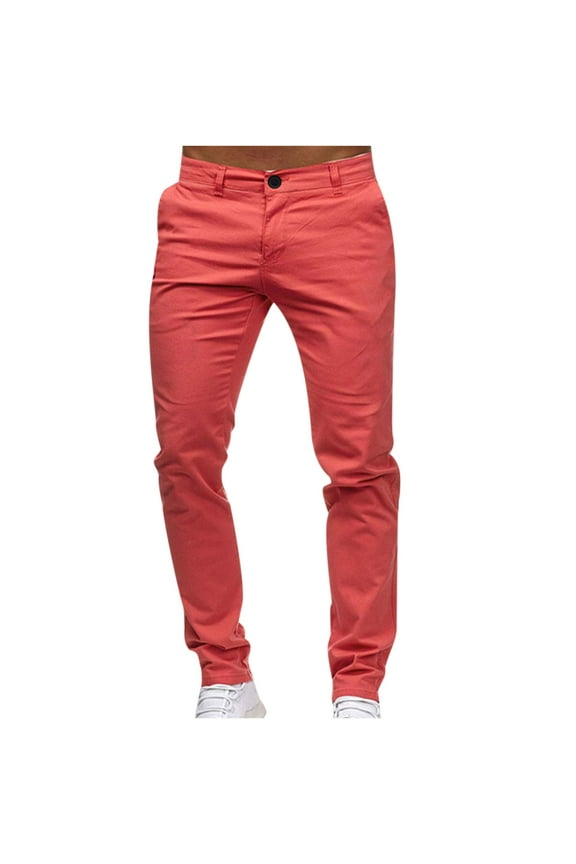 Mens Slim Fit Wrinkle Resistant Chino Pant Comfort Stretch Straight-Legs Pants Cotton Slacks Big & Tall Tapered Lightweight Trousers(Pink,4XL)